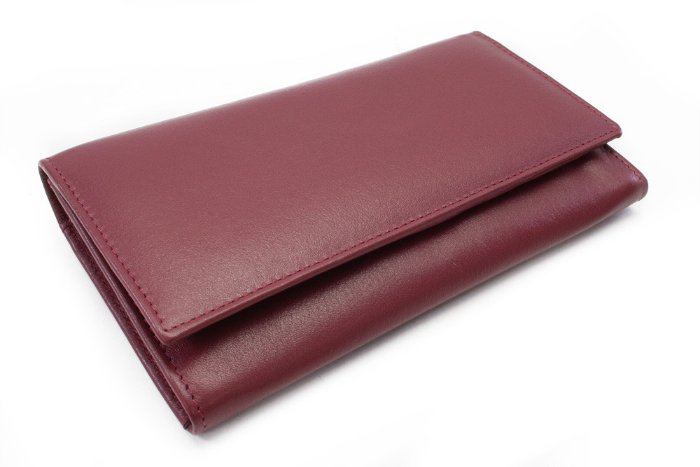 Bordově červená dámská klopová kožená peněženka Ellalien