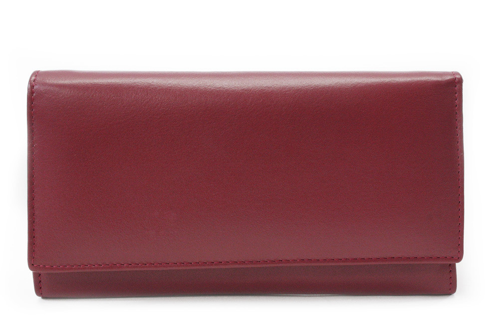 Bordově červená dámská klopová kožená peněženka Ellalien
