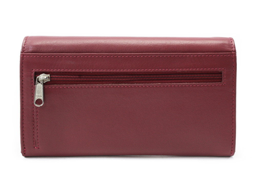 Bordově červená dámská klopová kožená peněženka Ellalien