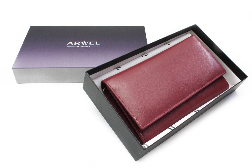 Bordově červená dámská klopová kožená peněženka Ellalien