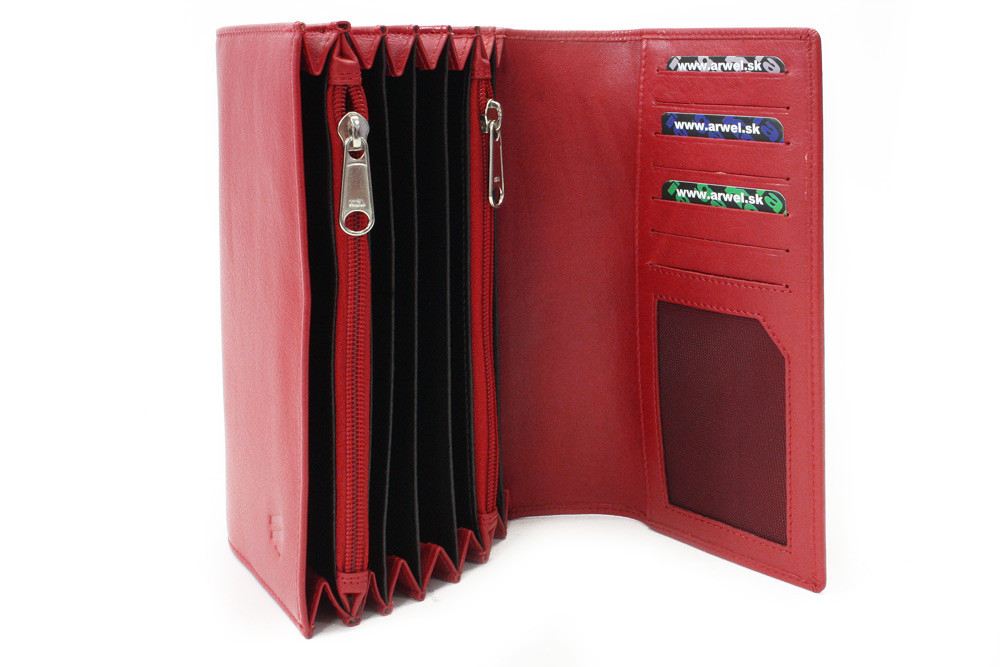 Červená kožená číšnická peněženka Daniela
