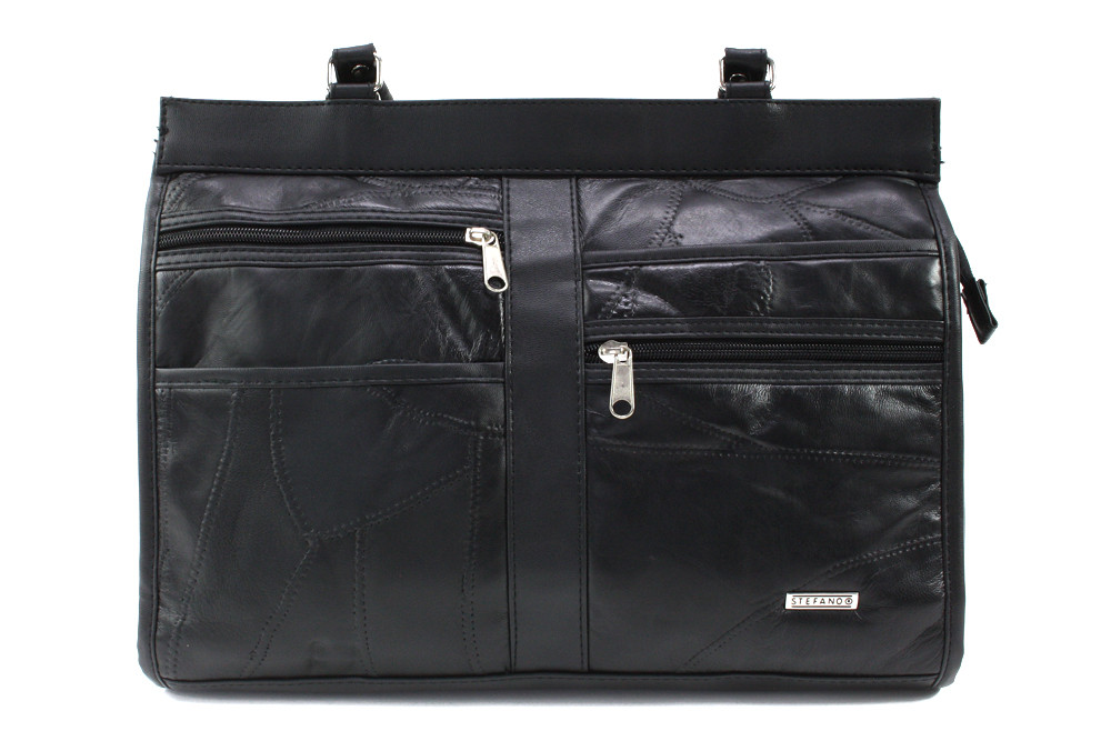 Černá kožená prošívaná dámská kabelka do ruky Shimizu