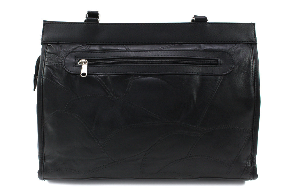 Černá kožená prošívaná dámská kabelka do ruky Shimizu