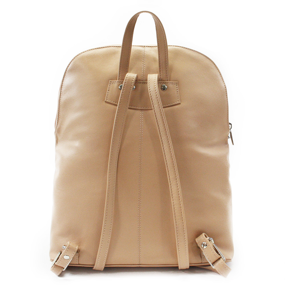Béžový kožený zipový batoh Poppy
