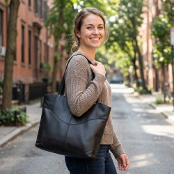 Černá dámská kožená kabelka přes rameno Charlotie