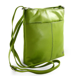 Zelená dámská kožená zipová crossbody kabelka Jenny