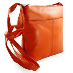 Oranžová dámská kožená zipová crossbody kabelka Jenny