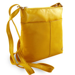 Žlutá dámská kožená zipová crossbody kabelka Jenny