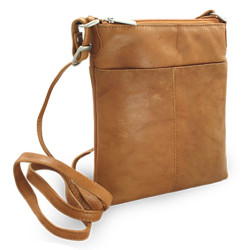 Světle hnědá dámská kožená zipová crossbody kabelka Jenny