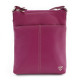 Fialovorůžová dámská kožená zipová crossbody kabelka Jenny