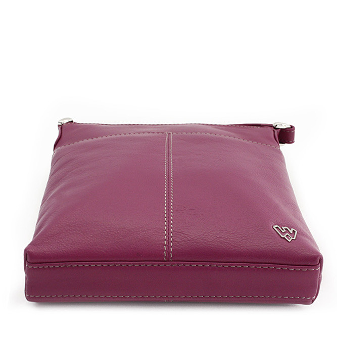 Fialovorůžová dámská kožená zipová crossbody kabelka Jenny