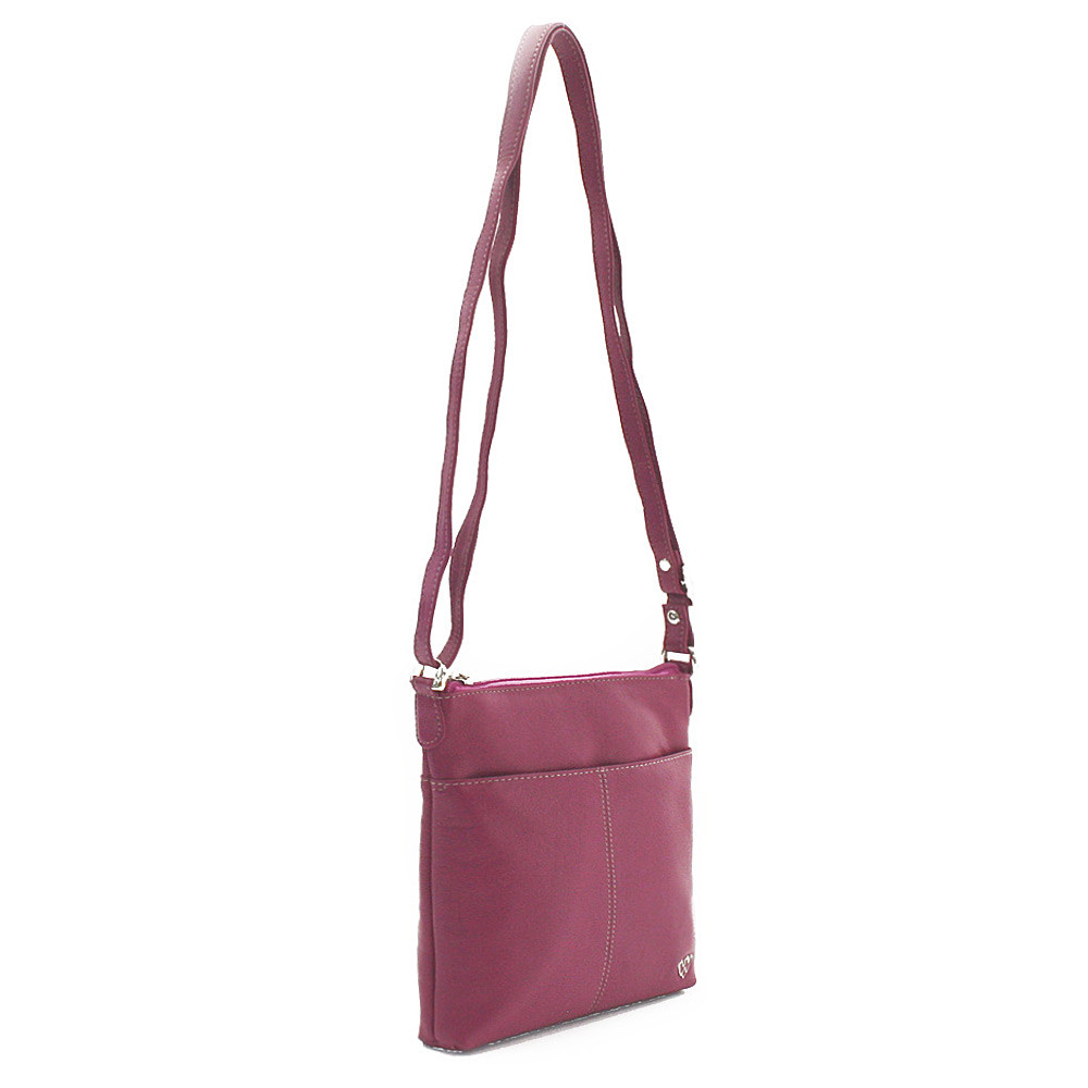 Fialovorůžová dámská kožená zipová crossbody kabelka Jenny