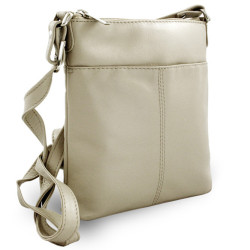 Světle šedá dámská kožená zipová crossbody kabelka Jenny