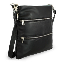 Černá kožená zipová taška Cassidy