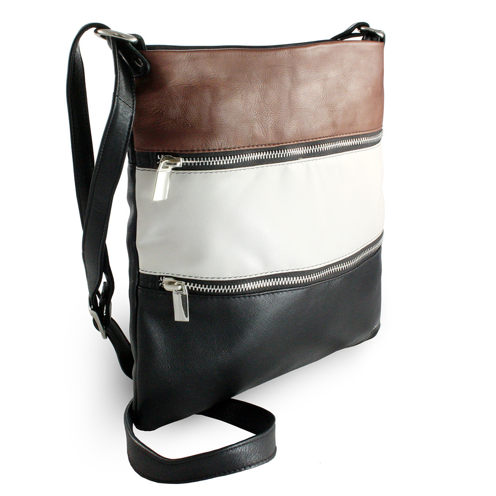 Tříbarevná kožená zipová taška Cassidy