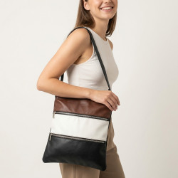 Tříbarevná kožená zipová taška Cassidy