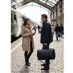 Černá luxusní kožená cestovní taška Timot