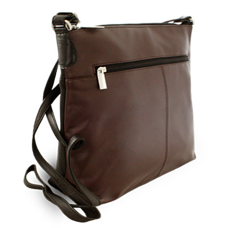 Hnědo černá dámská větší kožená crossbody kabelka Margaret