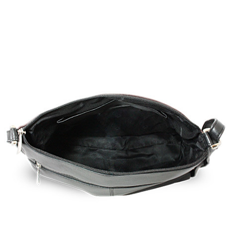 Hnědo černá dámská větší kožená crossbody kabelka Margaret