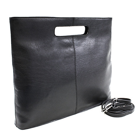 Černá kožená elegantní zipová kabelka Samantha