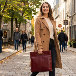 Červená kožená elegantní zipová kabelka Samantha