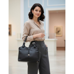 Černá dámská kožená zipová kabelka Thierry