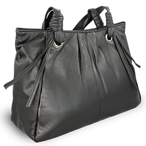 Černá dámská kožená zipová kabelka Indira