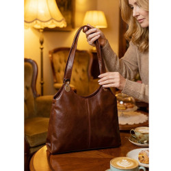 Hnědá dámská kožená kabelka Penelopie