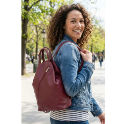 Vínově červený kožený batůžek/kabelka Hazelien