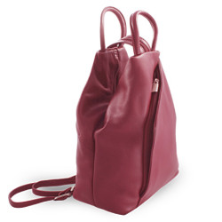 Vínově červený kožený batůžek/kabelka Hazelien