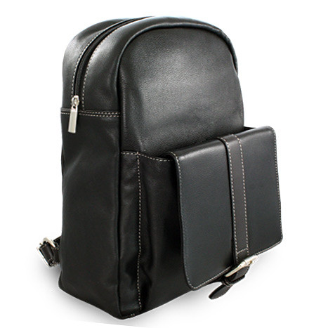 Černý kožený praktický batoh Fridlie