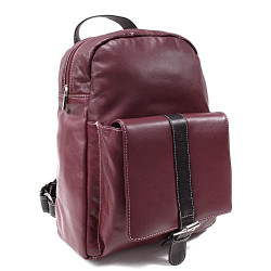 Vínově červený kožený praktický batoh Fridlie