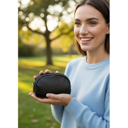 Černá kožená dvouzipová etue Carolin