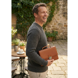 Světle hnědá pánská kožená dokladová etue Cadenie