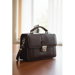 Hnědá pánská kožená etue se sklápěcím registrem a držadlem Cooper