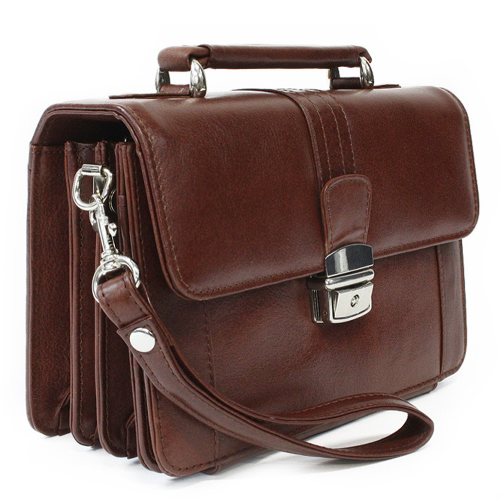 Hnědá pánská kožená etue se sklápěcím registrem a držadlem Cooper