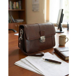 Hnědá pánská kožená etue se sklápěcím registrem Zander