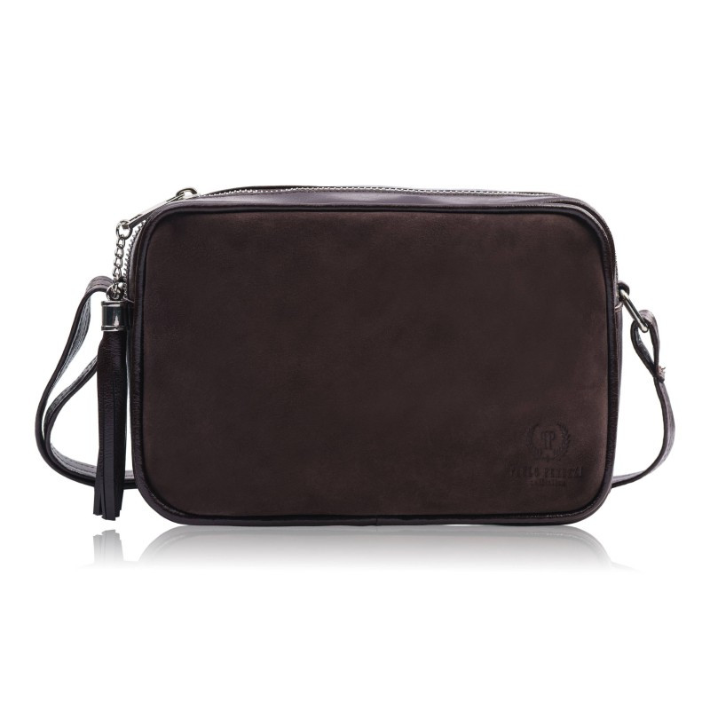 Tmavě hnědá dámská kožená crossbody kabelka Cynthia