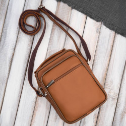 Světle hnědá pánská kožená crossbody taška Donald