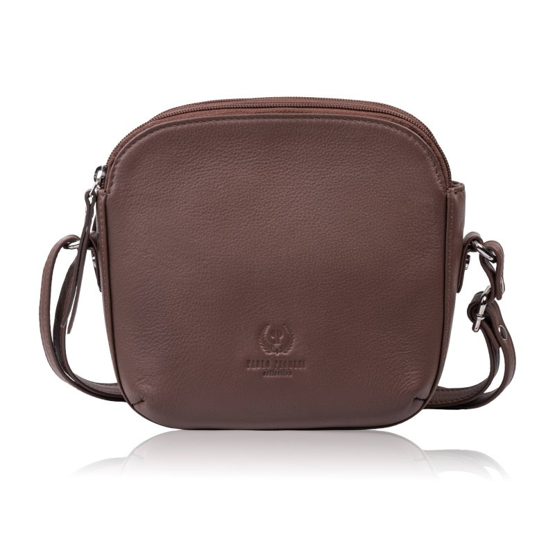 Tmavě hnědá dámská kožená crossbody kabelka Ashley