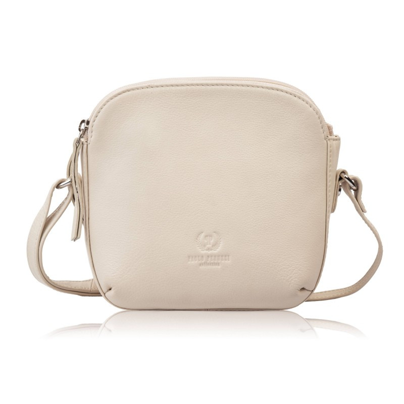 Béžová dámská kožená crossbody kabelka Ashley