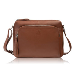 Hnědá dámská kožená crossbody kabelka Jacomina