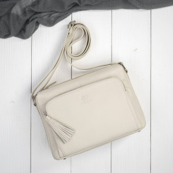 Smetanová dámská kožená crossbody kabelka Jacomina