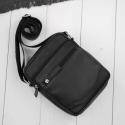 Černá pánská kožená crossbody taška Cobus