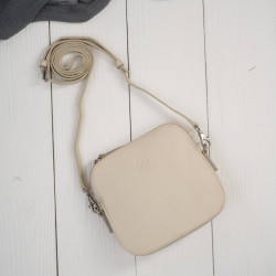 Smetanová dámská kožená crossbody kabelka Ansie