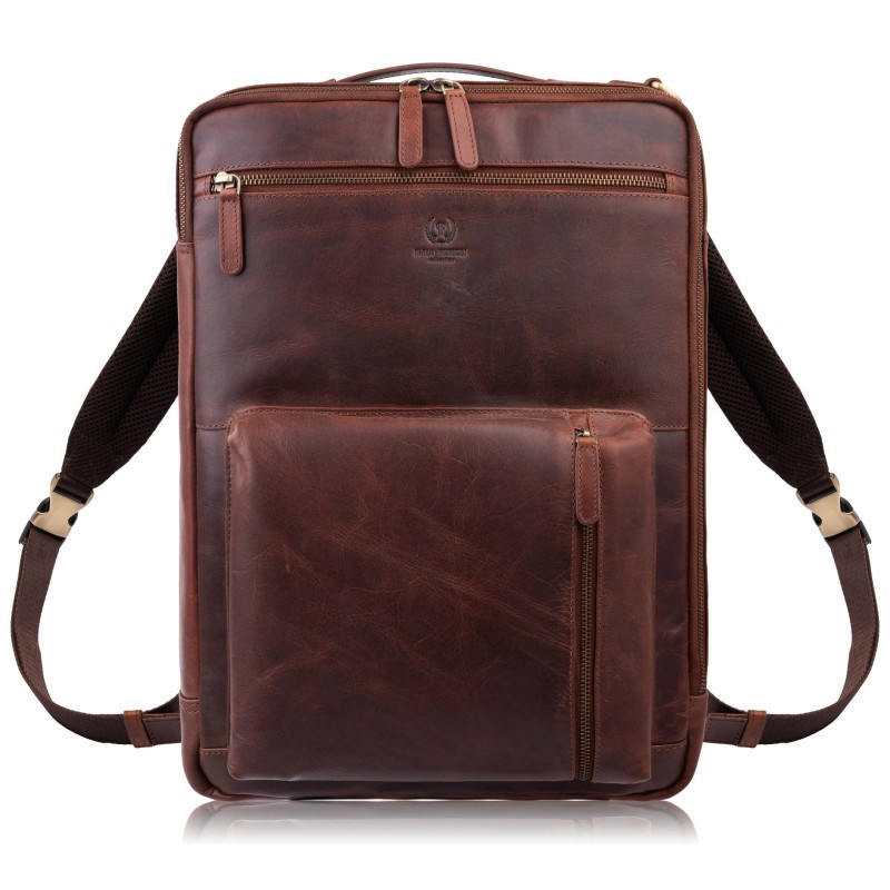 Hnědý pánský kožený cestovní batoh Andries