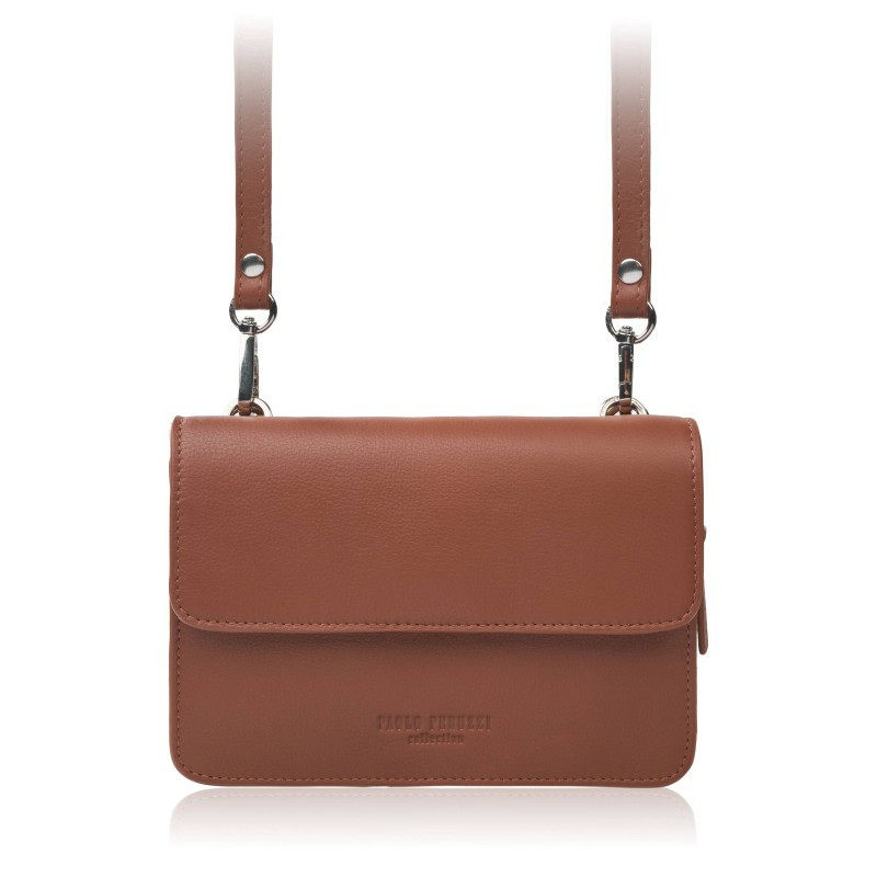 Hnědá dámská kožená crossbody kabelka 2 v 1 Cornelia