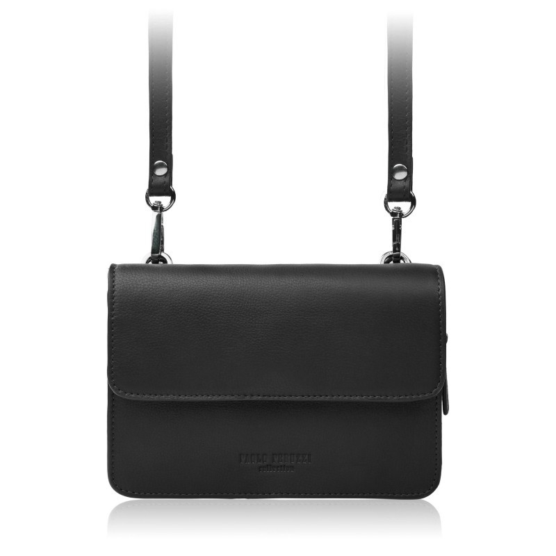 Černá dámská kožená crossbody kabelka 2 v 1 Cornelia