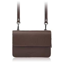 Tmavě hnědá dámská kožená crossbody kabelka 2 v 1 Cornelia