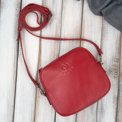 Červená dámská kožená crossbody kabelka Ansie